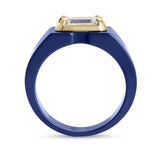 Clarity Diamond™ Emerald Diamond Blue Ceramic Ring