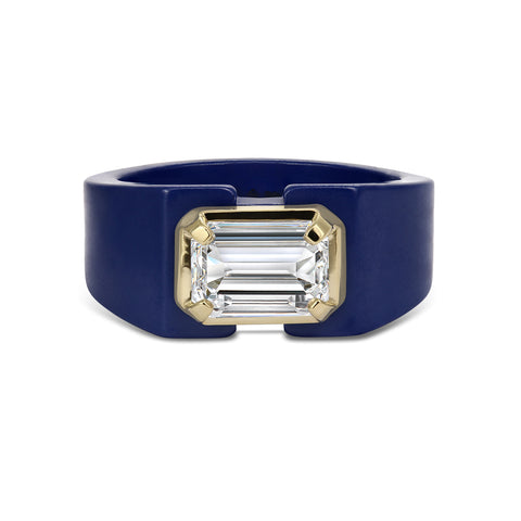Clarity Diamond™ Matte Emerald Diamond Blue Ceramic Ring