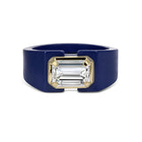 Clarity Diamond™ Emerald Diamond Blue Ceramic Ring