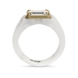 Clarity Diamond™ Emerald Diamond White Ceramic Ring