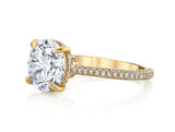 Round Brilliant Cut Diamond Halo Three Row Pavé Ring