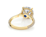 Round Brilliant Cut Diamond Halo Three Row Pavé Ring