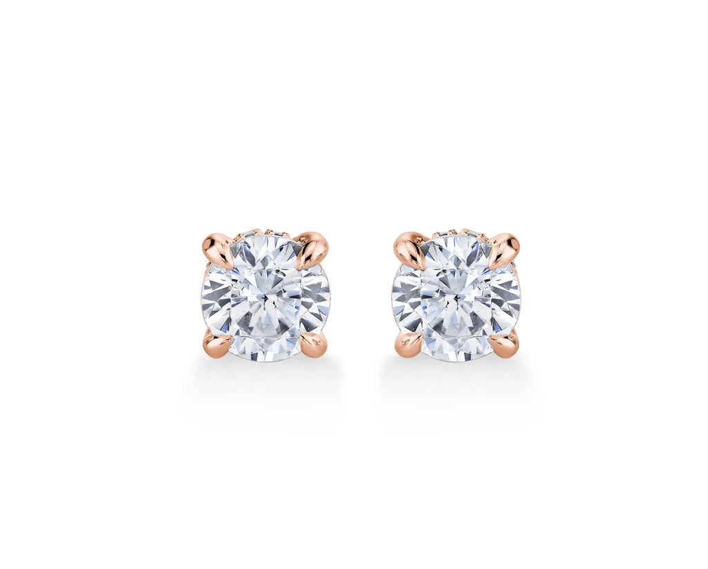 Hidden Halo Stud Earrings D E VS1 ideal 1.00 carat