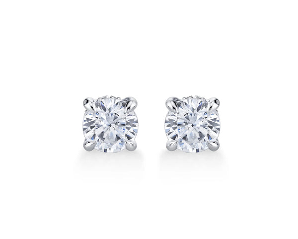 Hidden Halo Stud Earrings D-E VS1 ideal 1.00 + carat