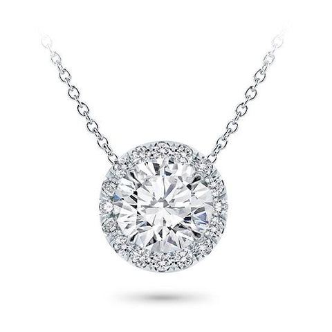 Classic Halo Round Brilliant Lab Grown Diamond Pendant Halo 1.20 carat.