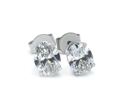 2.0 carat Oval Cut Lab Grown Diamond Stud Earrings