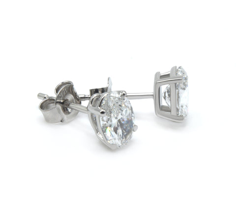 2.0 carat Oval Cut Lab Grown Diamond Stud Earrings