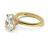 Exquisite Oval Cut Diamond Solitaire with Hidden Halo