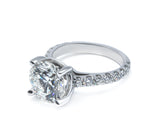 Exquisite Round Cut Diamond Cathedral Ring, Polished Prongs