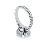 Exquisite Round Cut Diamond Cathedral Ring, Polished Prongs