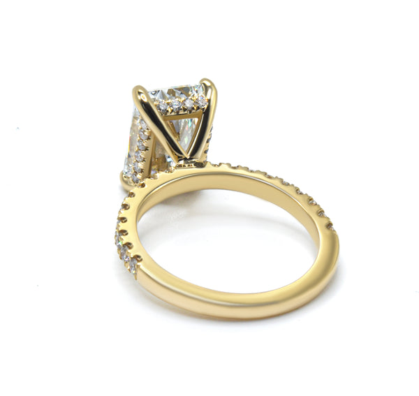 Perfect Hidden Halo Radiant Cut, French Cut Pavé sides, 2.00+ ct, D-E/VS