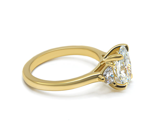 Timeless Elegance: Oval Cut Diamond Ring with Half Moon Side Stones