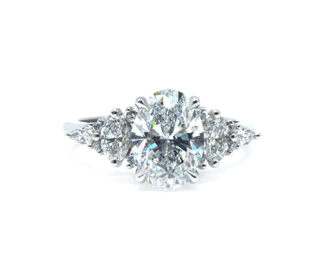 Oval Lab-Grown Diamond Ring with Side Accents