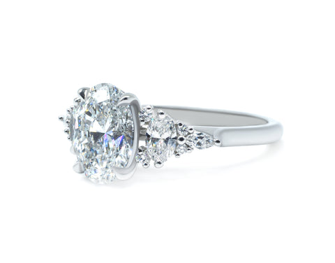 Oval Lab-Grown Diamond Ring with Side Accents