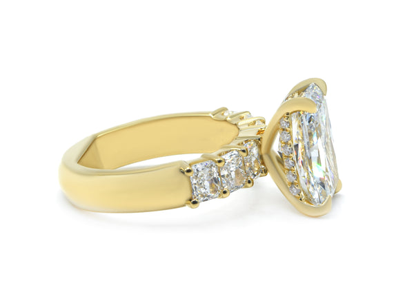 Radiant Engagement Ring with Radiant Lab-Grown Diamond Accents