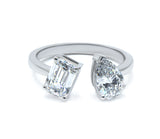 Modern Two-Stone Diamond Ring 2.00+ ct