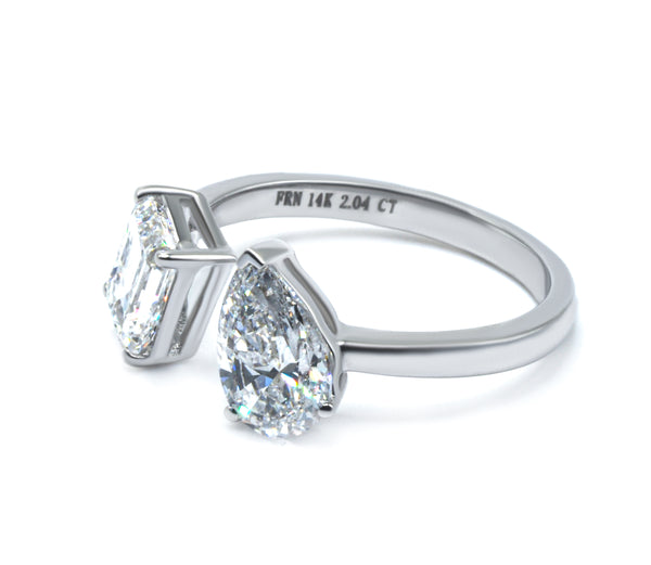 Modern Two-Stone Diamond Ring 2.00+ ct