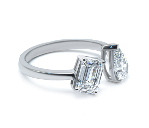 Modern Two-Stone Diamond Ring 2.00+ ct