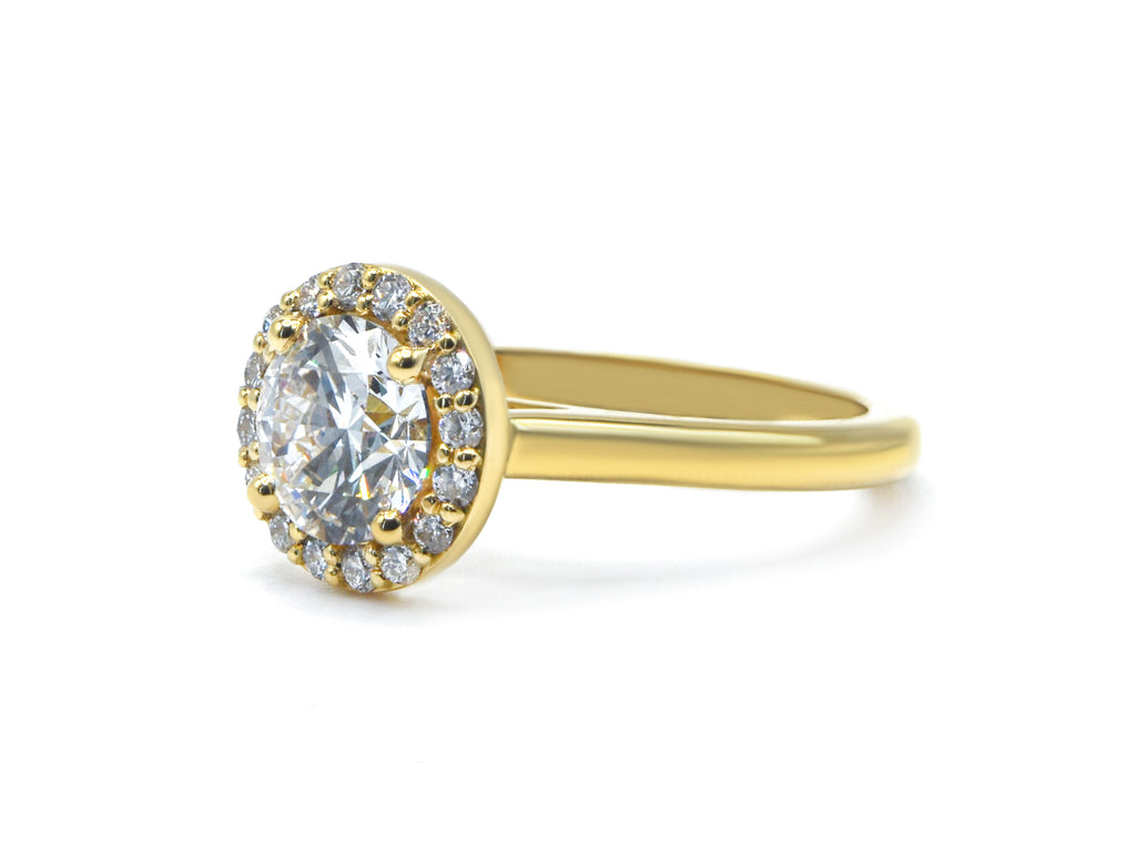 Lab-Grown Diamond Halo Ring with Birthstone Accent