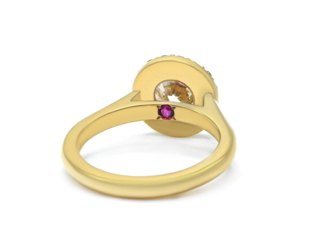 Lab-Grown Diamond Halo Ring with Birthstone Accent