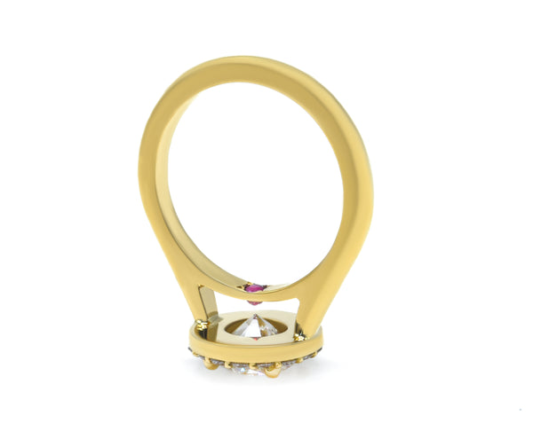 Lab-Grown Diamond Halo Ring with Birthstone Accent