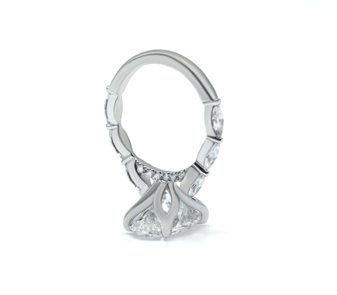 Oval Lab-Grown Diamond Ring with Marquise Accents