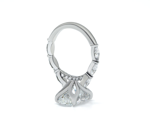 Oval Lab-Grown Diamond Ring with Marquise Accents