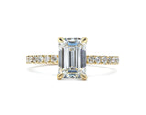 Emerald Cut Diamond French Cut Pave Engagement Ring