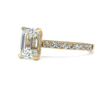 Emerald Cut Diamond French Cut Pave Engagement Ring