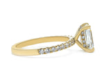 Emerald Cut Diamond French Cut Pave Engagement Ring