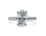 Oval Cut Diamond Ring with Pave Band