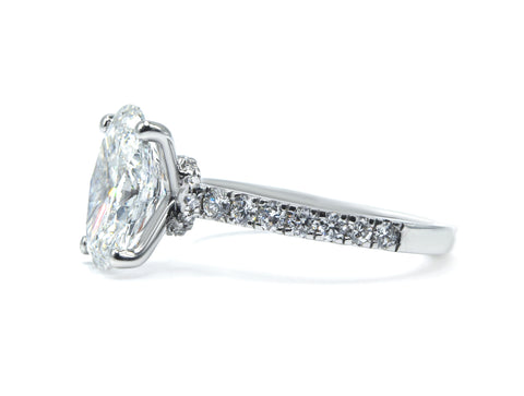 Oval Cut Diamond Ring with Pave Band