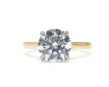 Round Brilliant Two-Tone Solitaire with Diamond Bridge & Hidden Halo