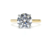 Round Brilliant Two-Tone Solitaire with Diamond Bridge & Hidden Halo