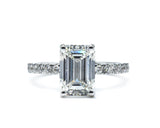 Emerald Cut Diamond Pave Band Engagement Ring