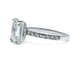 Emerald Cut Diamond Pave Band Engagement Ring