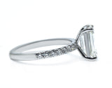 Emerald Cut Diamond Pave Band Engagement Ring