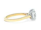 Round Brilliant Two-Tone Solitaire with Diamond Bridge & Hidden Halo