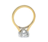 Round Brilliant Two-Tone Solitaire with Diamond Bridge & Hidden Halo