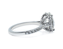 Oval Cut Diamond Ring with Pave Band and Hidden Halo