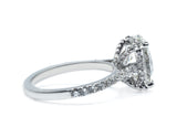 Oval Cut Diamond Ring with Pave Band and Hidden Halo