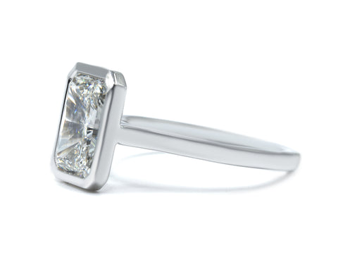 Radiant Cut Diamond Bezel Set Engagement Ring