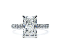 Radiant Cut Engagement Ring, French Cut Pavé sides