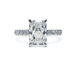 Radiant Cut Engagement Ring, French Cut Pavé sides
