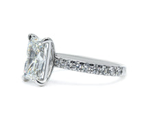 Radiant Cut Engagement Ring, French Cut Pavé sides