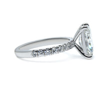 Radiant Cut Engagement Ring, French Cut Pavé sides