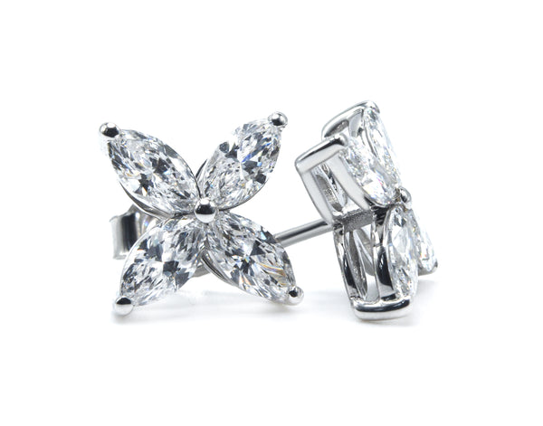 Marquise Cluster Lab Grown Diamond Floral Stud Earrings