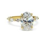 Lab-Grown Oval Diamond Ring with Alternating Accents