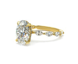 Lab-Grown Oval Diamond Ring with Alternating Accents