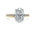 Two Tone Oval Brilliant cut Elegance Hidden Halo Ring